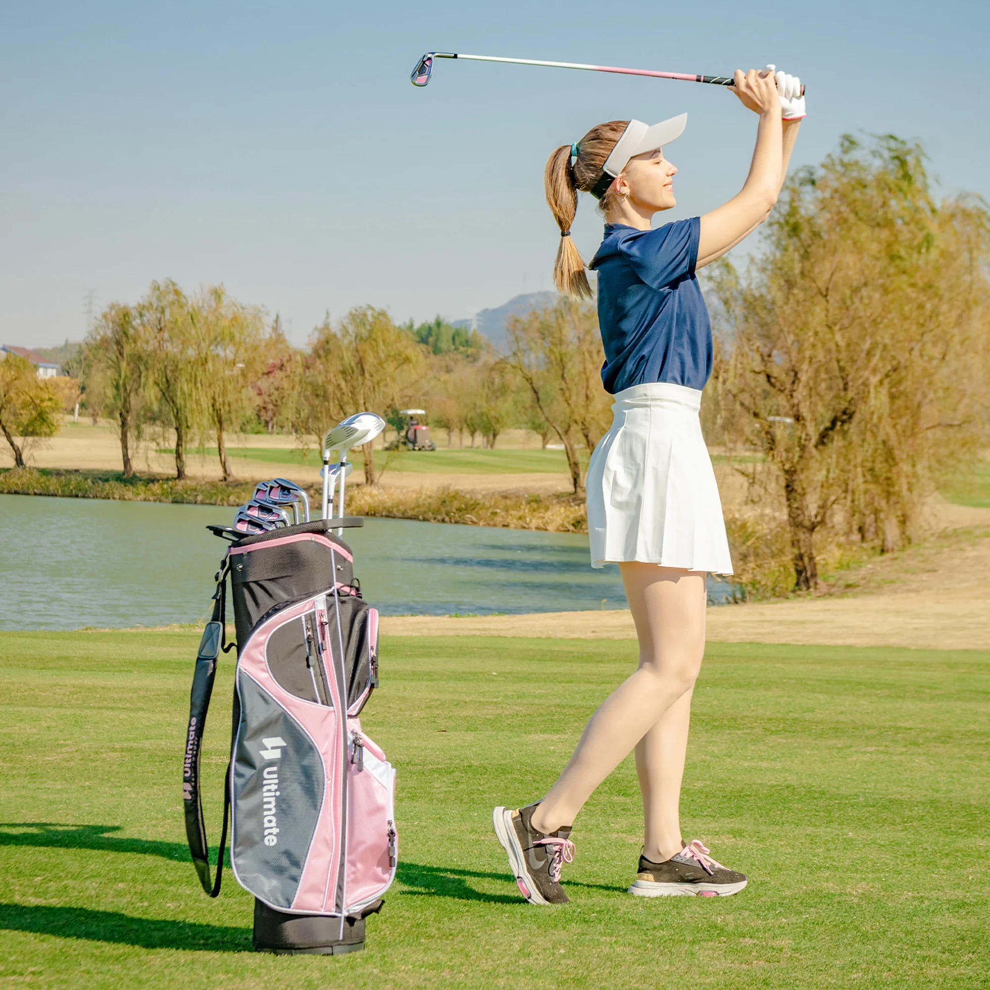 Ultimate Womens Complete Golf Club Set Golf Club Package Set W/ Rain Hood, Right Hand Purple