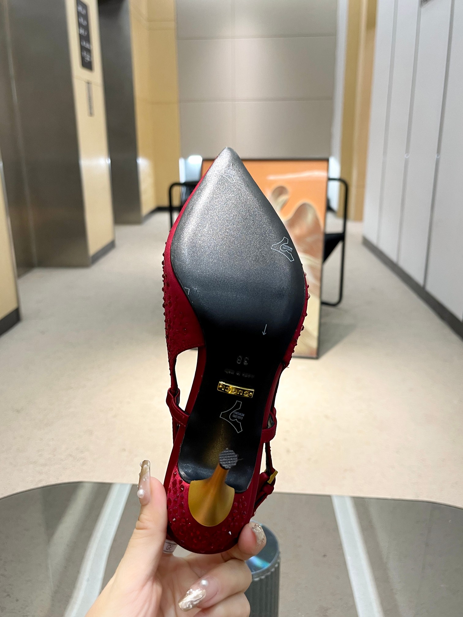 Gucci high heels/silk fabric/top quality