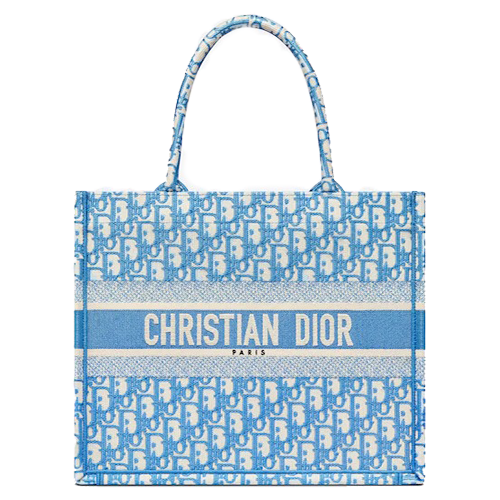 MEDIUM DIOR BOOK TOTE Cornflower Blue Dior Oblique Embroidery
