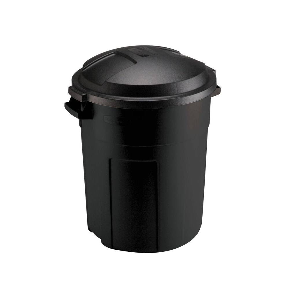 Rubbermaid Roughneck Round Trash Can with Lid, Black, 20 gal