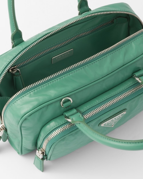 Prada Antique nappa leather multi-pocket top-handle bag - Sage Green