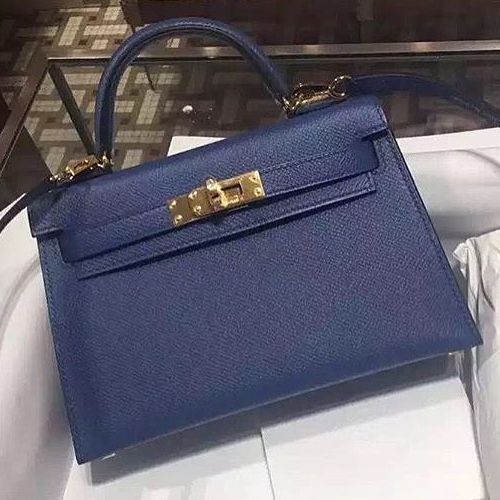 Hermes Kelly Sellier 25 Bleu Royal Epsom Gold Hardware
