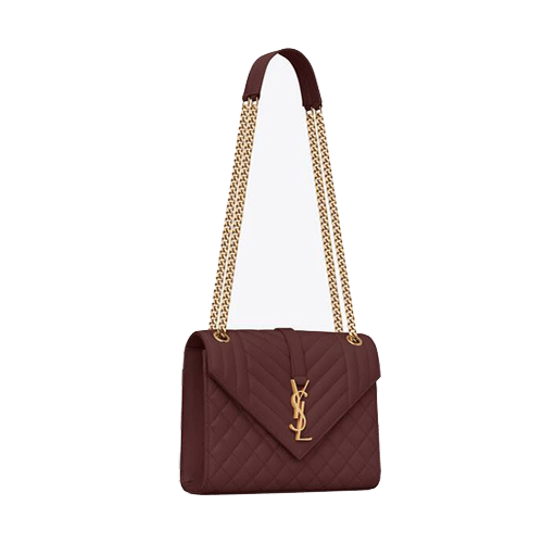 Saint Laurent small Monogram matelassé envelope crossbody bag-Burgundy