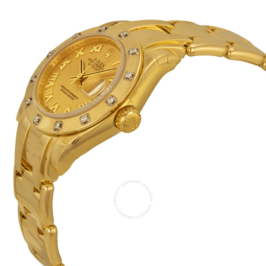 Rolex Lady-Datejust Pearlmaster Champagne Dial 18K Yellow Gold Automatic Ladies Watch 80318CRPM（Lifetime free warranty+90-days replacement service & Refund!.）