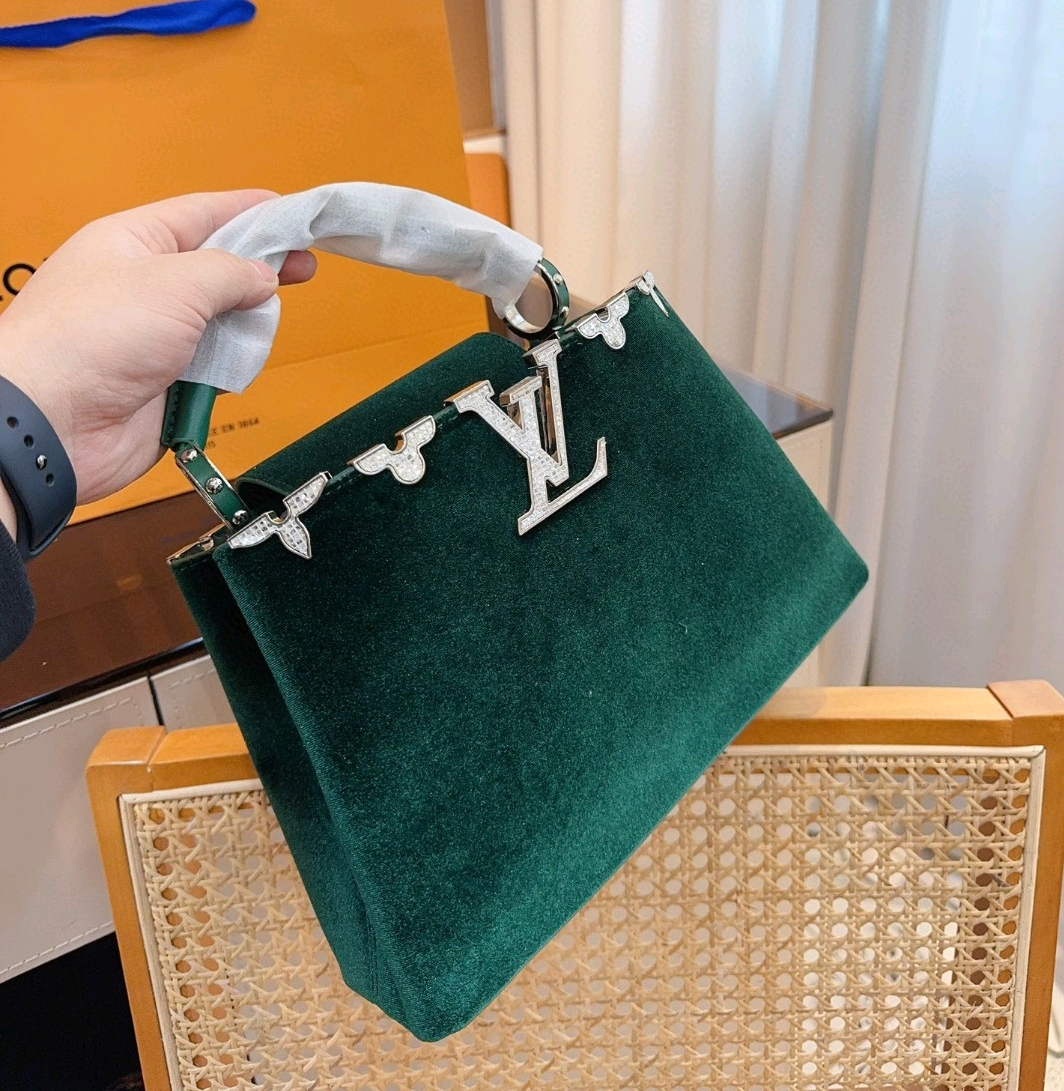 Louis vuittion capucines evening bag  blue velvet ~