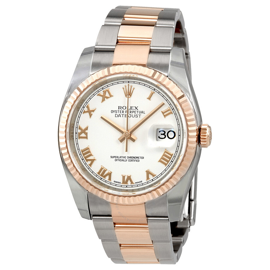 Rolex Oyster Perpetual Datejust 36 White Dial Stainless Steel and 18K Everose Gold Bracelet Automatic Men s Watch 116231WRO（Lifetime free warranty+90-days replacement service & Refund!.）