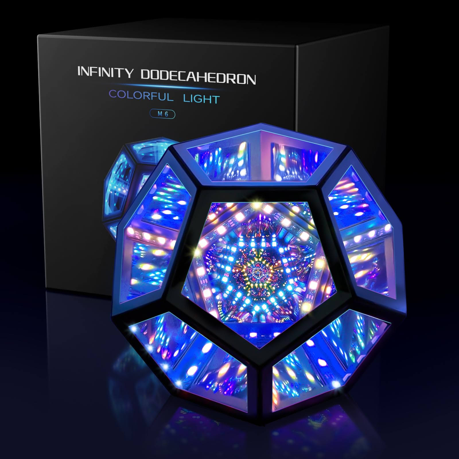 Mito Infinity Mirror Light Infinite Dodecahedron Color Art Light for Gaming Room Decor 3D Hyper Cube RGBW Color Changing Night Lighting for Computer