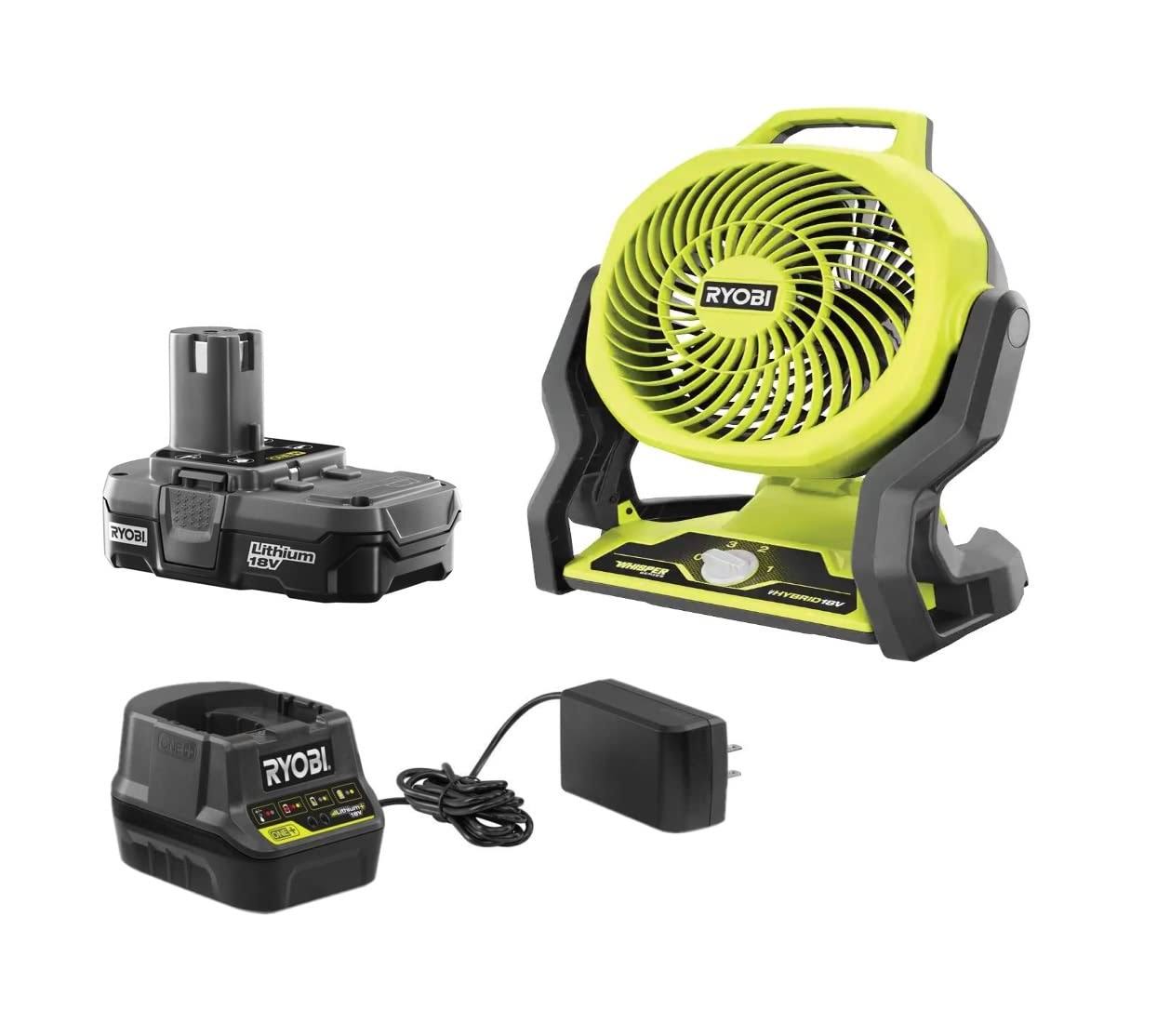 Ryobi Tools 18-Volt Hybrid Portable Fan Kit with Battery and Charger (No Retail Packaging)