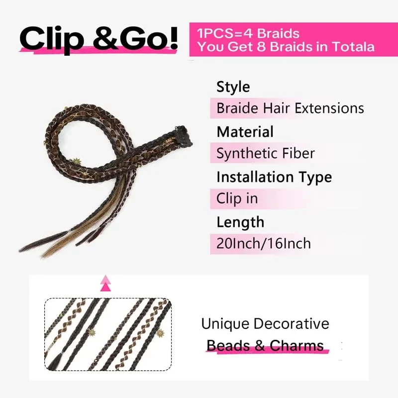 🌿 Boho Beaded Clip-In Braids – Effortless Festival & Everyday Hair Transformation