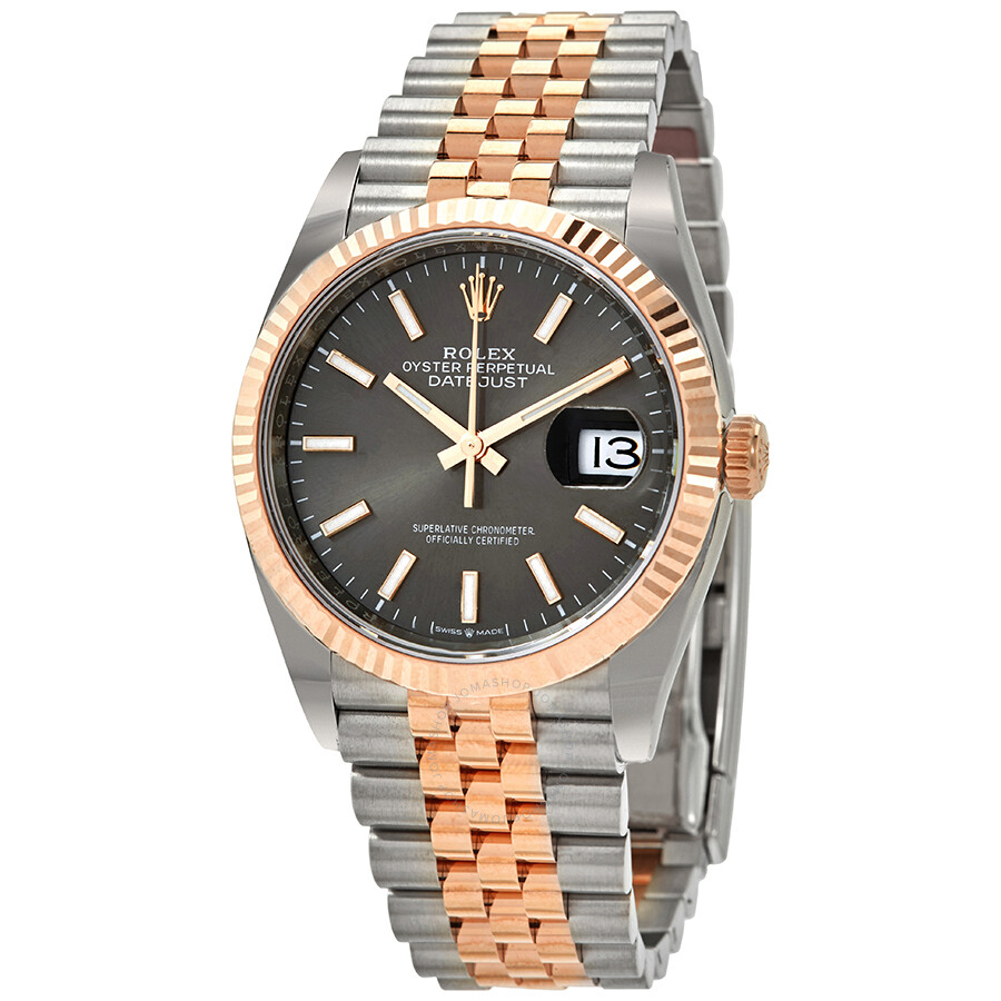 Rolex Datejust 36 Automatic Dark RhodiumDial Men s Steel and 18kt Everose Gold Jubilee Watch 126231DRSJ（Lifetime free warranty+90-days replacement service & Refund!.）