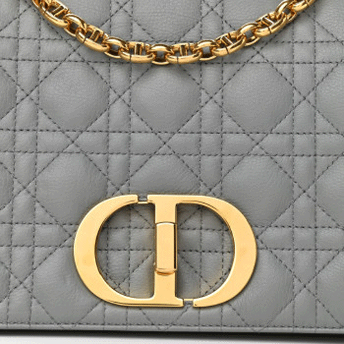 CHRISTIAN DIOR Lambskin Cannage Large Caro Bag Grey
