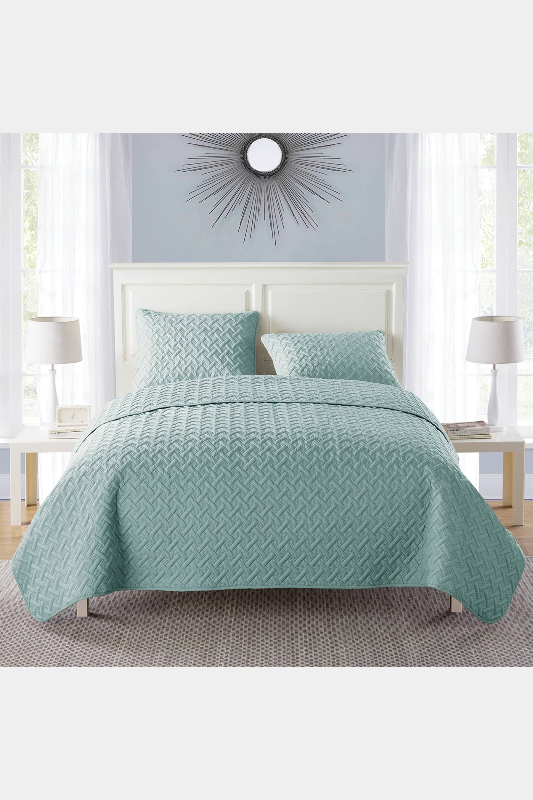 Vcny Nina Embossed 3-Piece Quilt Set, Full/Queen Taupe