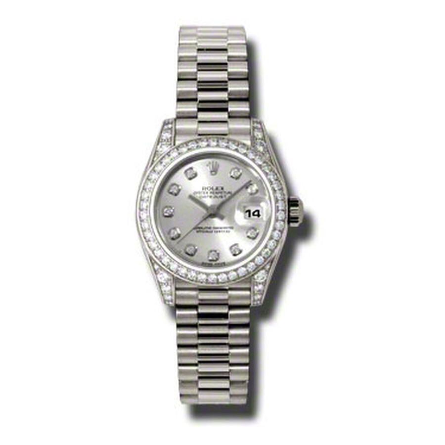 Rolex Lady-Datejust 26 Silver Dial 18K White Gold President Automatic Ladies Watch 179159SDP（Lifetime free warranty+90-days replacement service & Refund!.）