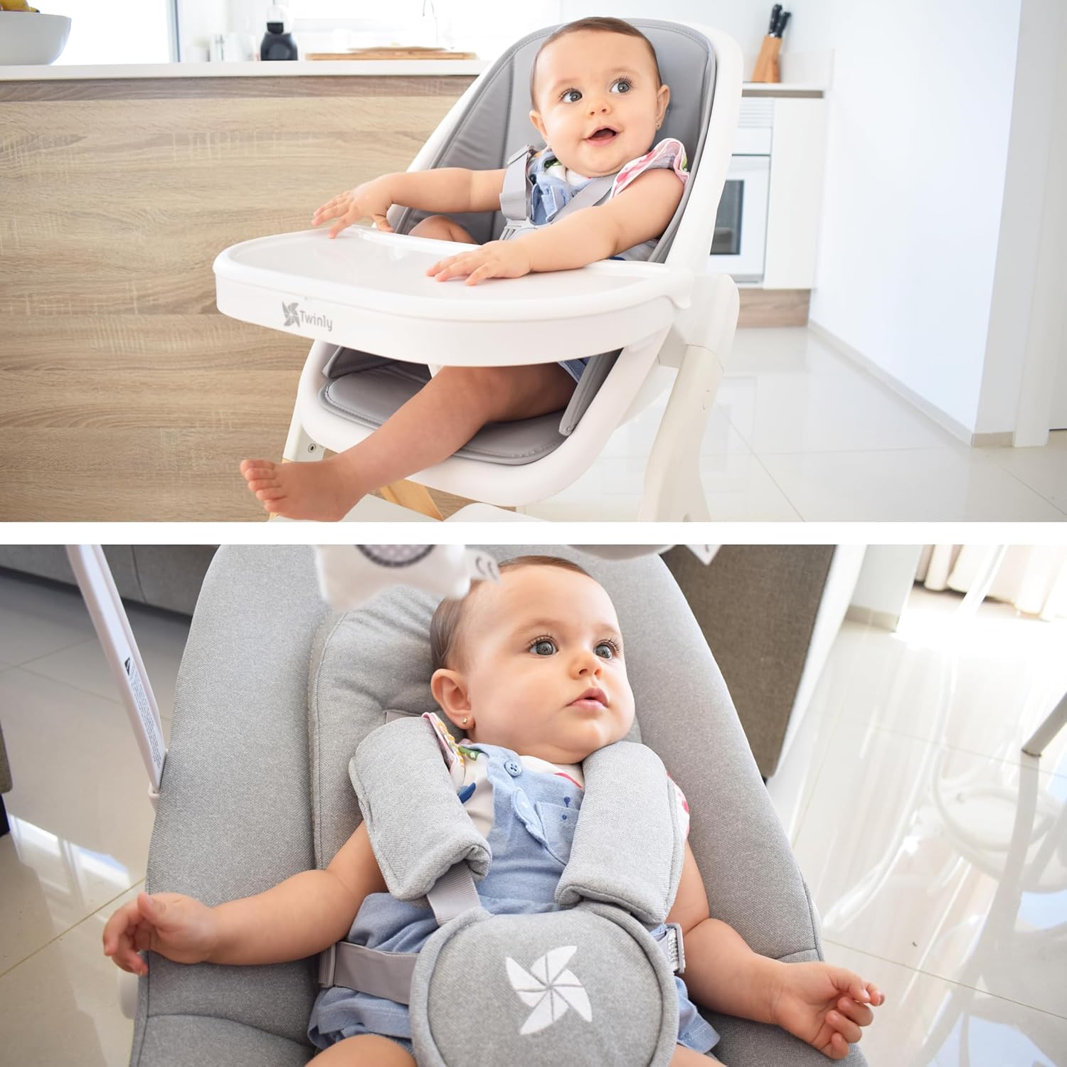 Chaise haute évolutive bébé 5 en 1 bois de hêtre plateau amovible