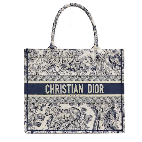 MEDIUM DIOR BOOK TOTE Blue Toile de Jouy Embroidery