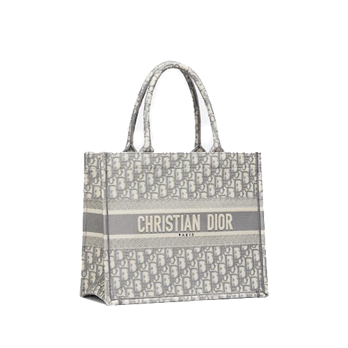 MEDIUM DIOR BOOK TOTE Gray Dior Oblique Embroidery