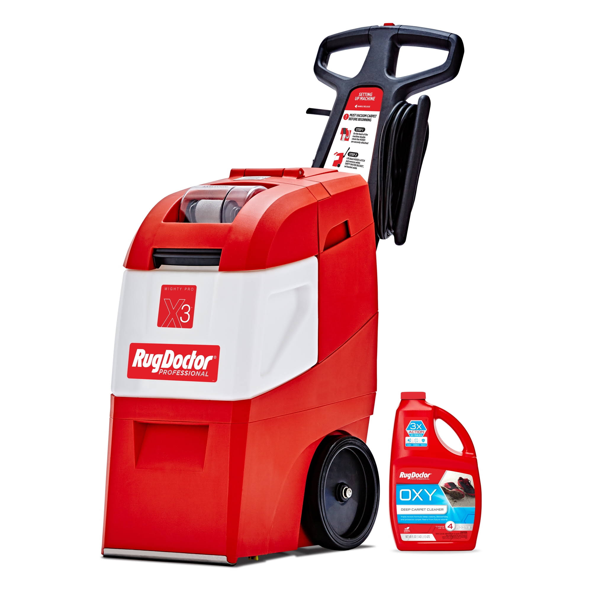 Rug Doctor Mighty X3 Commercial Carpet Cleaner, Large Red Pro Pack