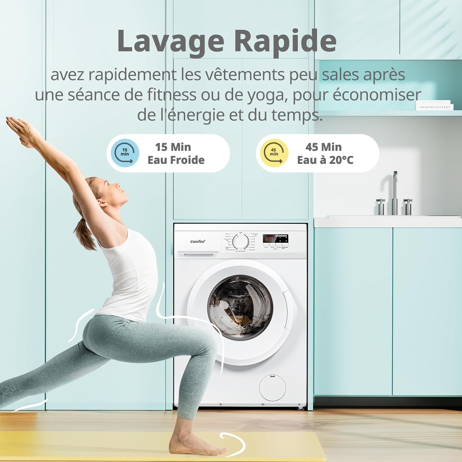 Lave linge frontal CFE12EW80/W-FR 8kg classe A moteur 1400 tr/min 15 programmes blanc