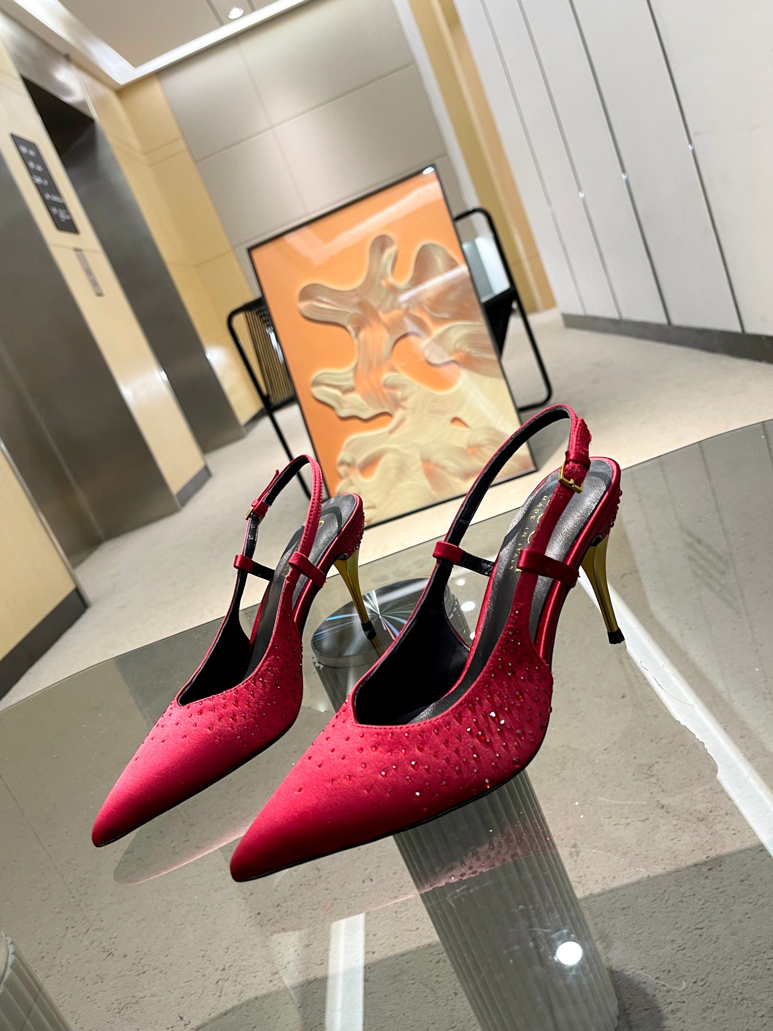Gucci high heels/silk fabric/top quality