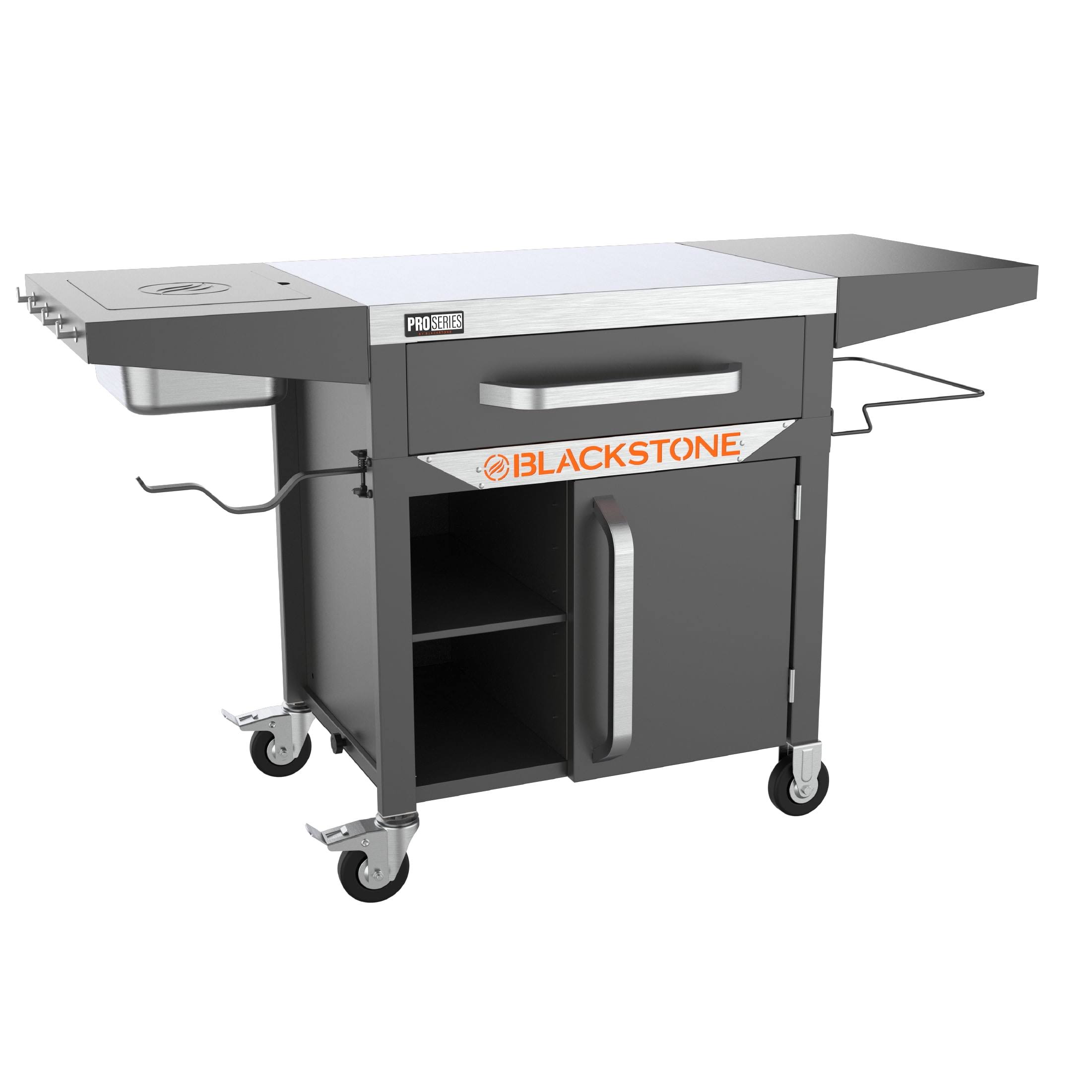 Blackstone ProSeries 28 inch Serve and Store Prep Grill Cart with Cabinet in Black