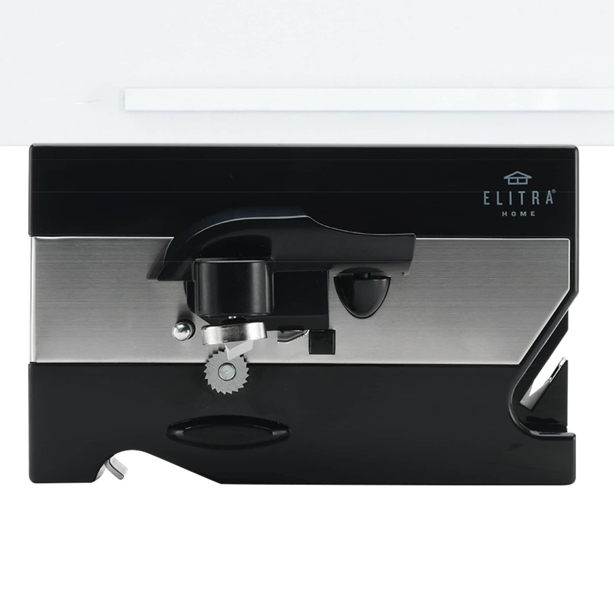 Elitra 3 in 1 Under The Cabinet Electric Can Opener, Blade Sharpener, Bottle Opener - Black