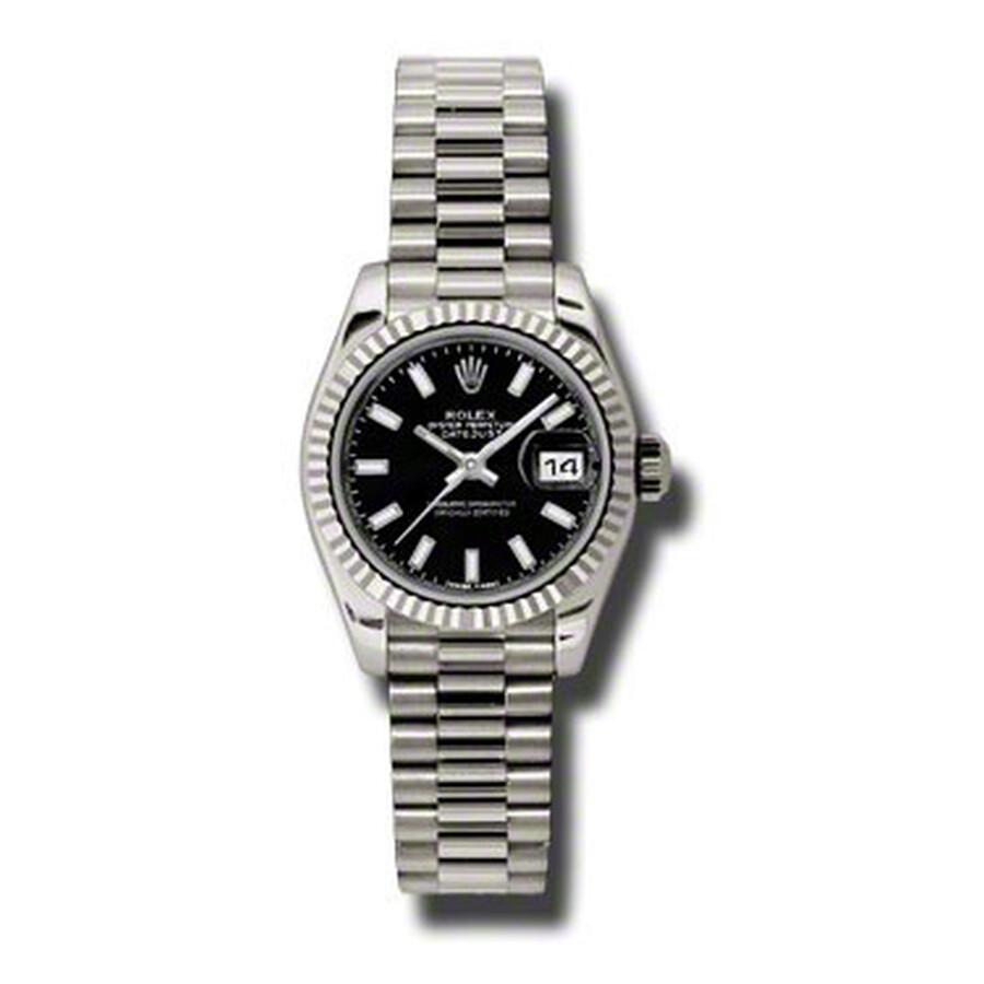 Rolex Lady-Datejust 26 Black Dial 18K White Gold President Automatic Ladies Watch 179179BKSP（Lifetime free warranty+90-days replacement service & Refund!.）