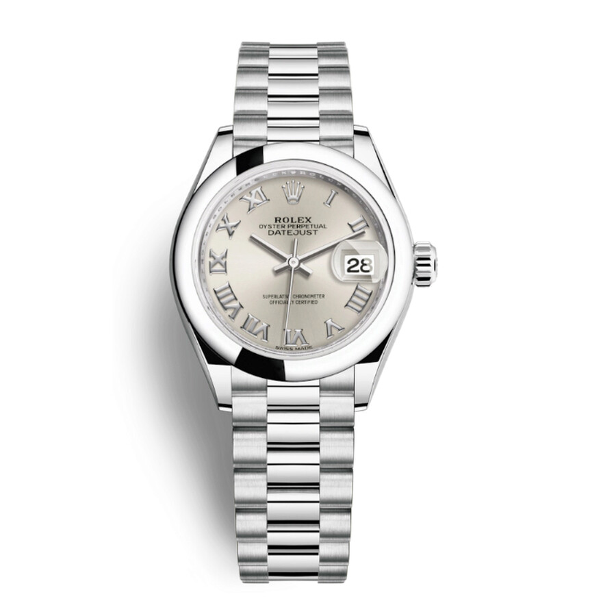 Rolex Lady-Datejust Silver Dial Automatic Platinum President Watch 279166SRP（Lifetime free warranty+90-days replacement service & Refund!.）
