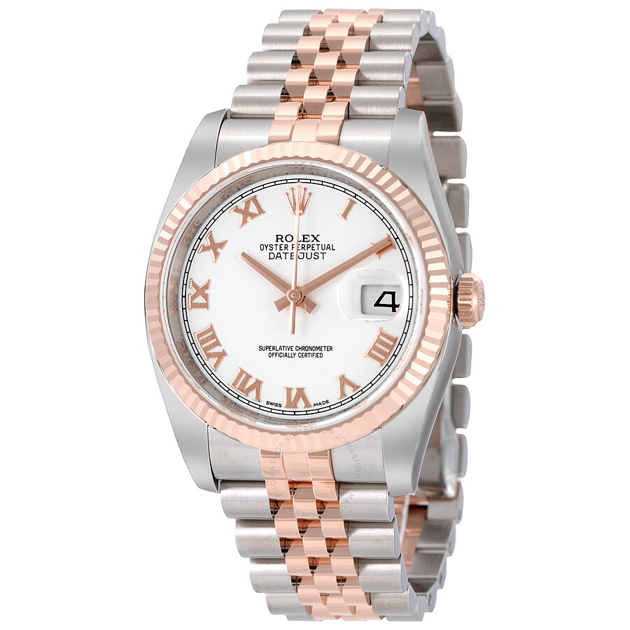 Rolex Oyster Perpetual Datejust 36 White Dial Stainless Steel and 18K Everose Gold Jubilee Bracelet Automatic Men s Watch 116231WRJ（Lifetime free warranty+90-days replacement service & Refund!.）