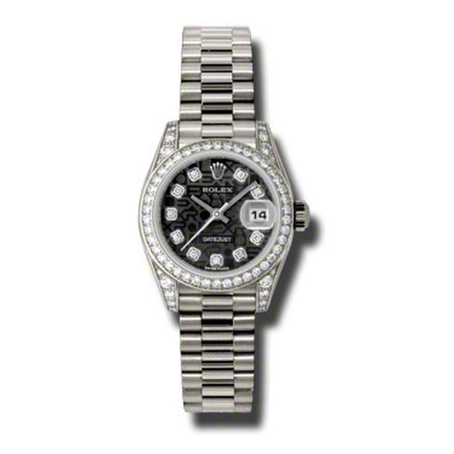 Rolex Lady-Datejust 26 Black Dial 18K White Gold President Automatic Ladies Watch 179159BKJDP（Lifetime free warranty+90-days replacement service & Refund!.）