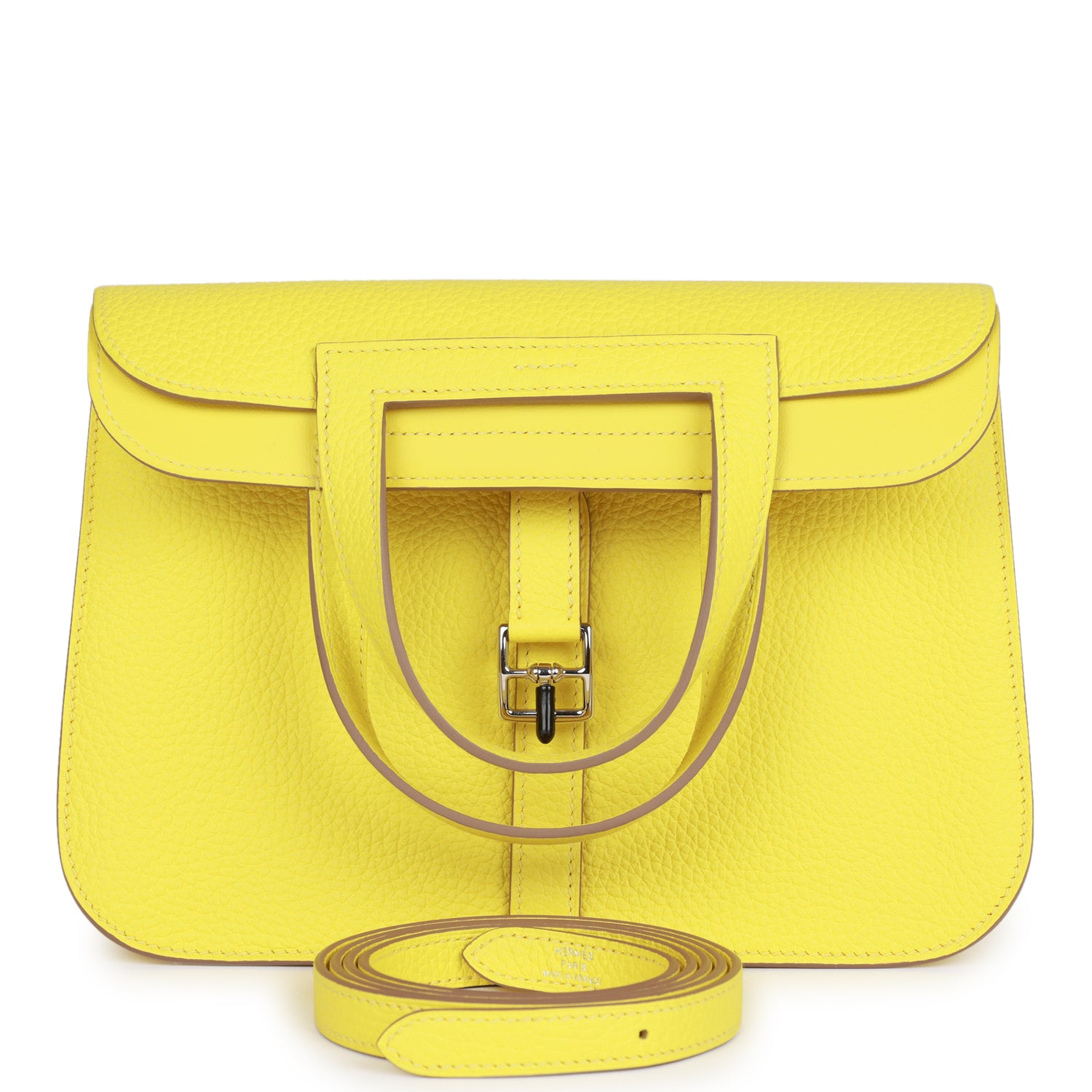 Hermes Halzan 25 Lime Clemence Palladium Hardware