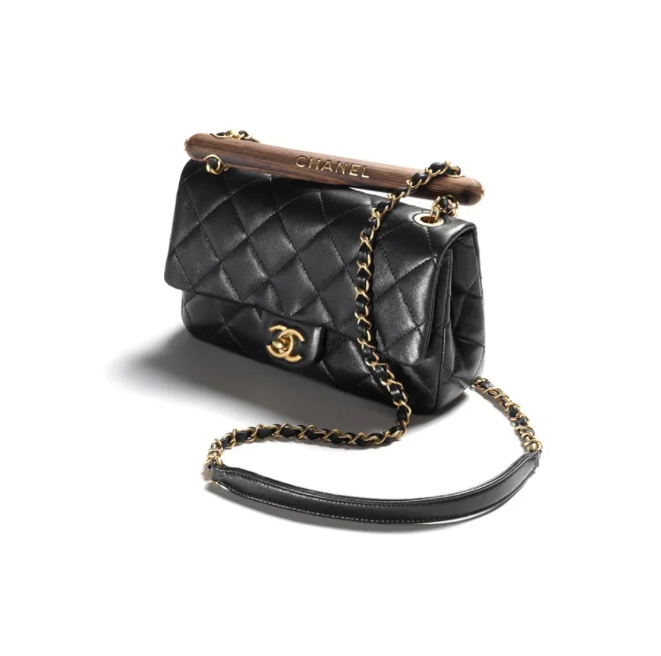 Chanel 23A Bag Sheepskin wooden handle