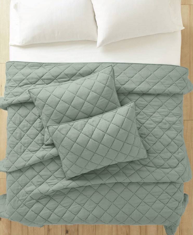 Better Homes & Garden Sage Diamond Gauze Quilt, King Sham (2 Count)