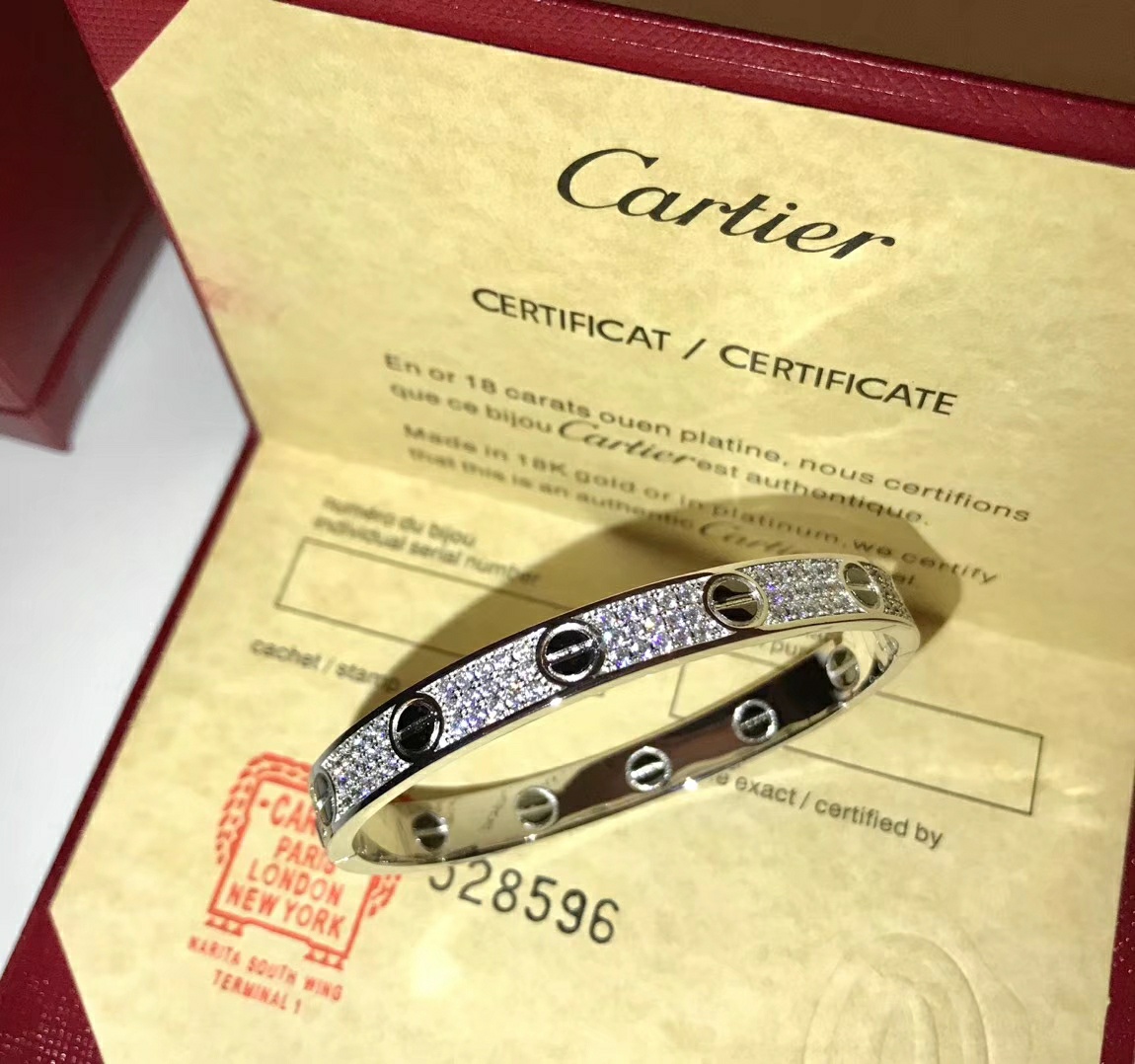 Cartier LOVE Precision Ceramic Full Sky Star Wide 18K Platinum Bracelet