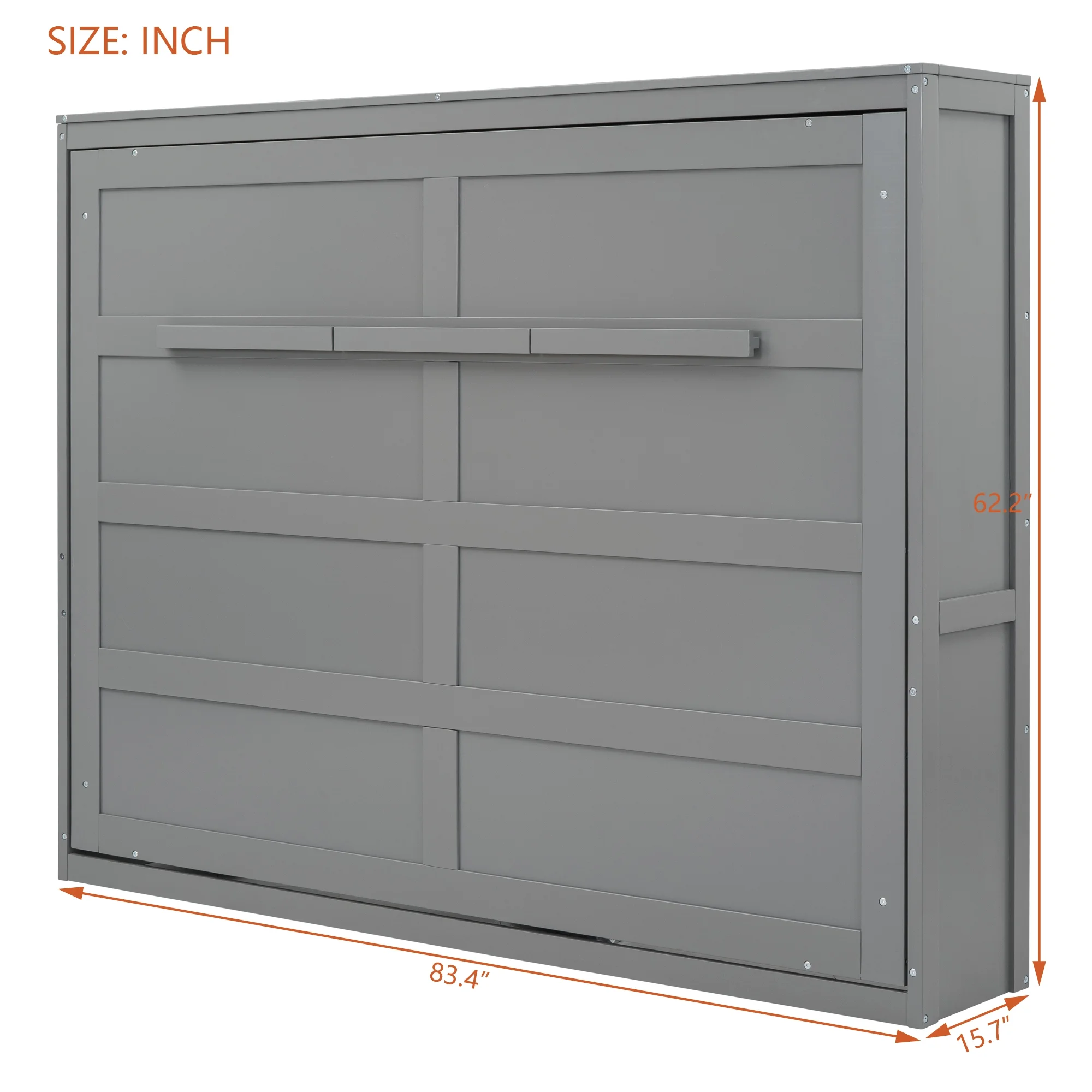 Harper & Bright Designs Full Size Murphy Bed Space - Saving Foldable Wooden Wall Bed with a Shelf for Guest Room Home Office, Gray