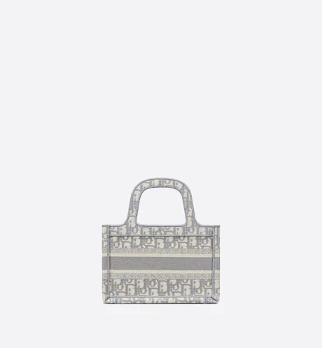 MINI DIOR BOOK TOTE Gray Dior Oblique Embroidery (22.5 x 15 x 6 cm)