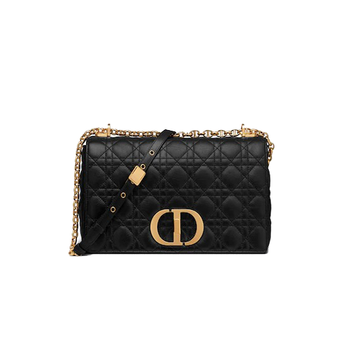 SMALL DIOR CARO BAG Black Supple Cannage Calfskin