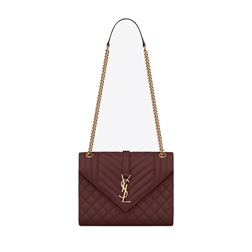 Saint Laurent small Monogram matelassé envelope crossbody bag-Burgundy