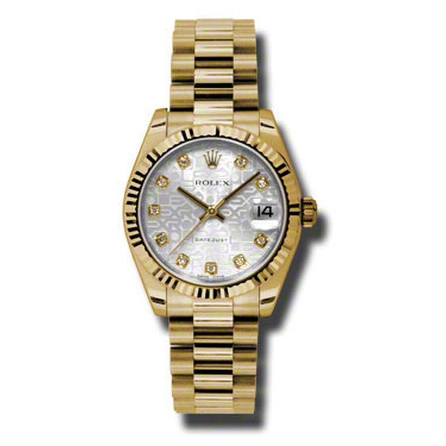 Rolex Lady-Datejust 31 Silver Dial 18K Yellow Gold President Automatic Ladies Watch 178278SJDP（Lifetime free warranty+90-days replacement service & Refund!.）