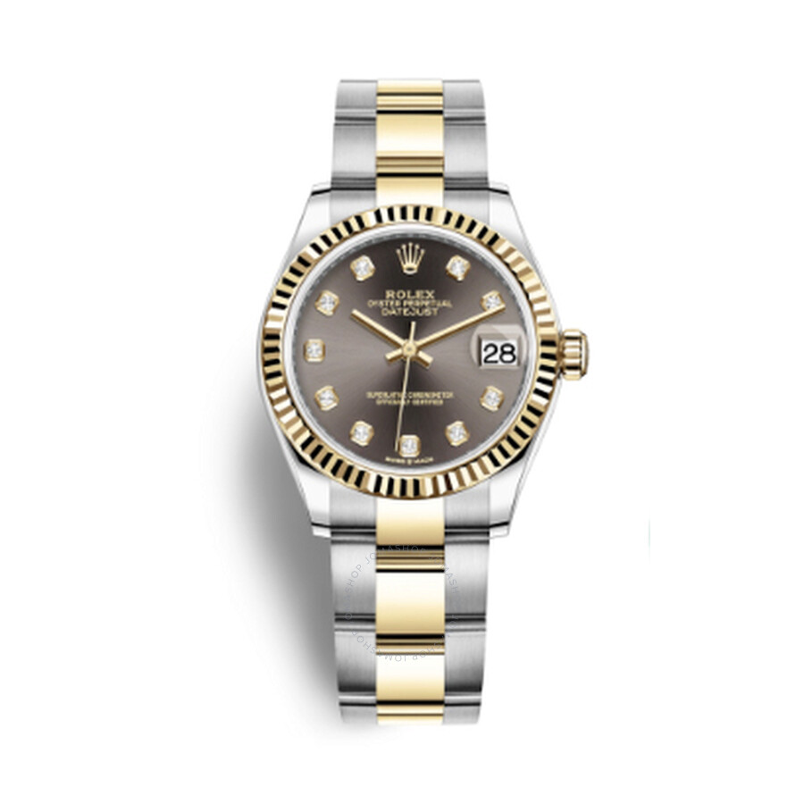 Rolex Datejust 31 Dark Grey Dial Ladies Automatic Steel and 18kt Yellow Gold Oyster Watch 278273GYDO（Lifetime free warranty+90-days replacement service & Refund!.）