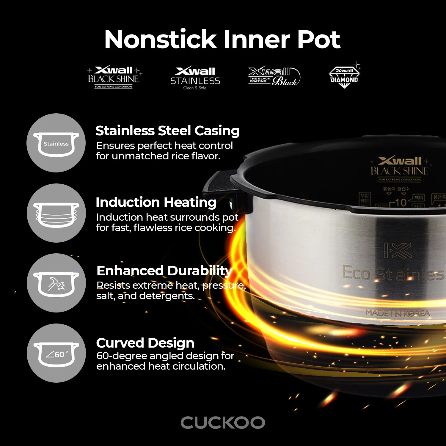 CUCKOO 3 - Cup Induction Heating Twin Pressure Rice Cooker, Nonstick Pot, 15 Cooking Modes, Voice Guide