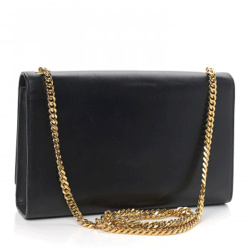 SAINT LAURENT Smooth Calfskin Medium Classic Monogram Kate Tassel Satchel Black
