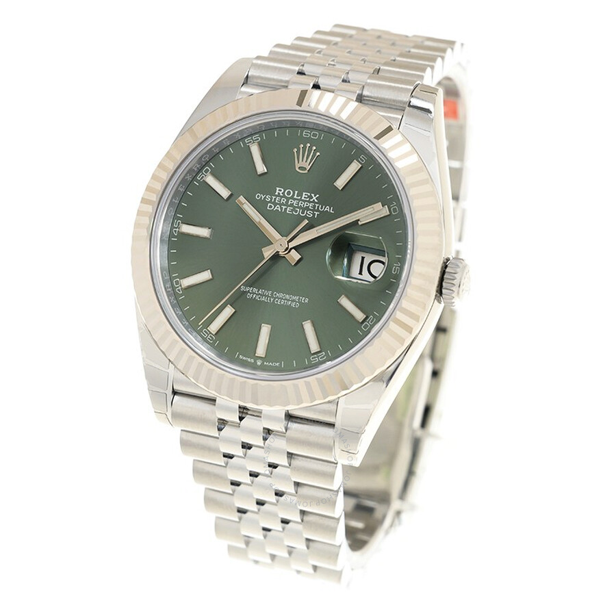 Rolex Datejust 41 Mint Green Dial Automatic Men s Steel and White Gold Jubilee Watch M126334-0028（Lifetime free warranty+90-days replacement service & Refund!.）