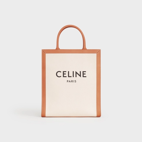 CELINE SMALL VERTICAL CABAS CELINE IN CANVAS WITH CELINE PRINT AND CALFSKIN