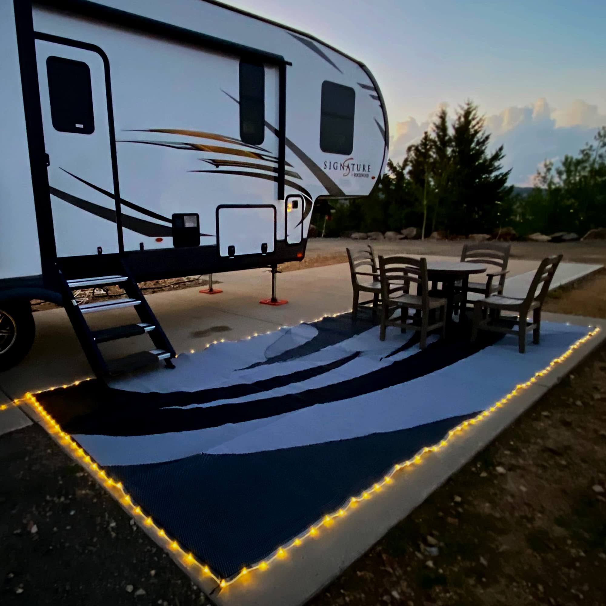 Stylish Camping LED Illuminated Graphic Swirl Mat 8'x18'