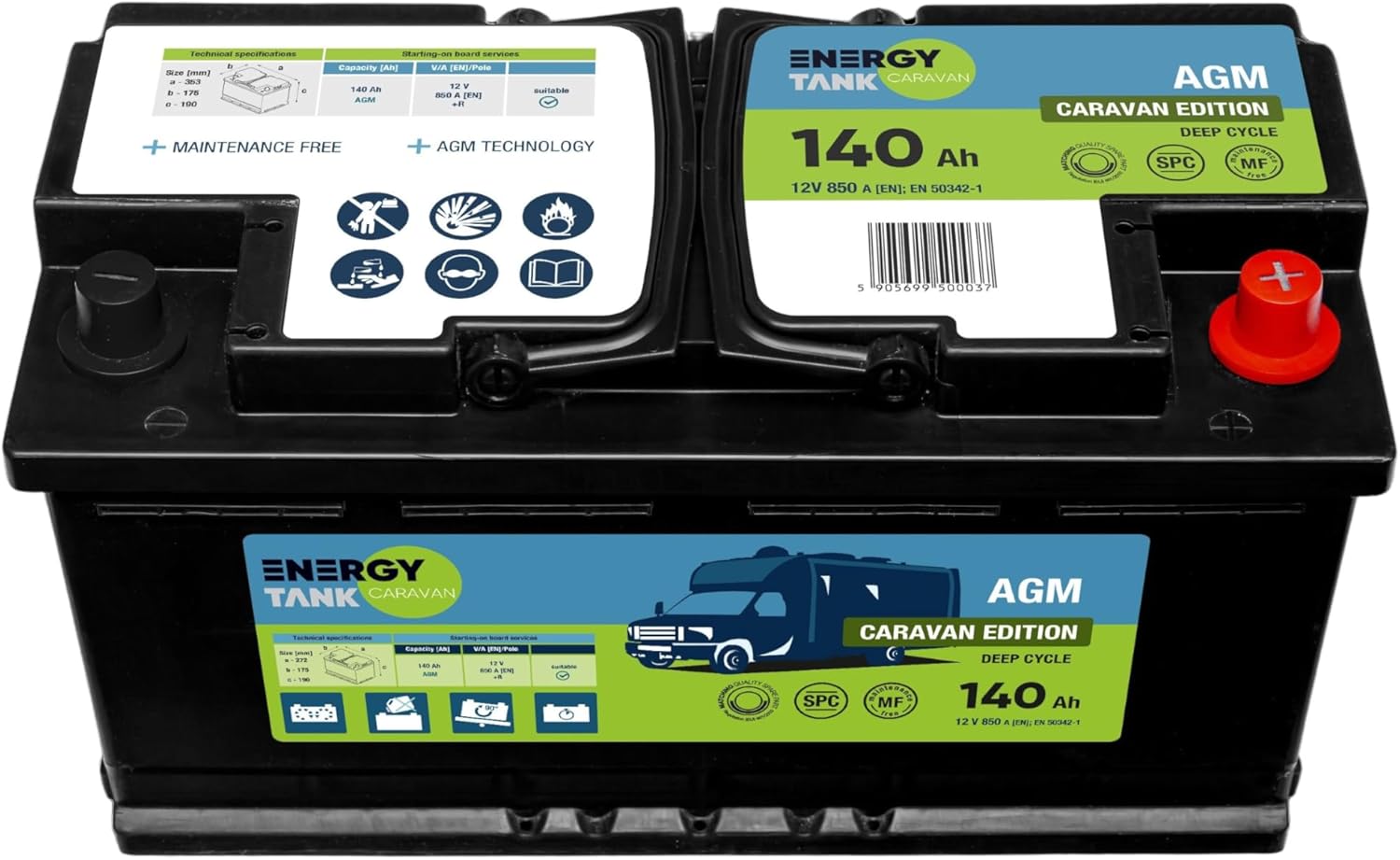 Batterie AGM 12 V 140 Ah décharge lente camping car bateau