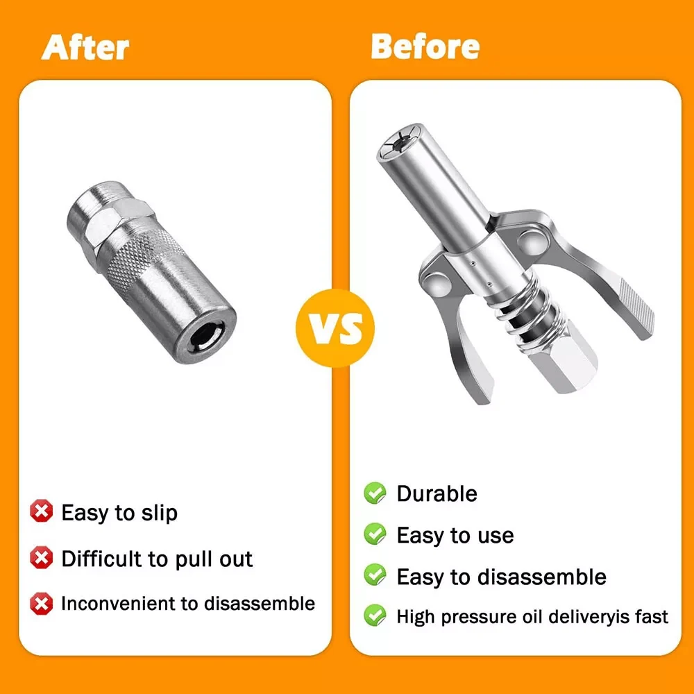 12000PSI 6-Jaw Stainless Steel Leak-Proof Universal Grease Gun Coupler