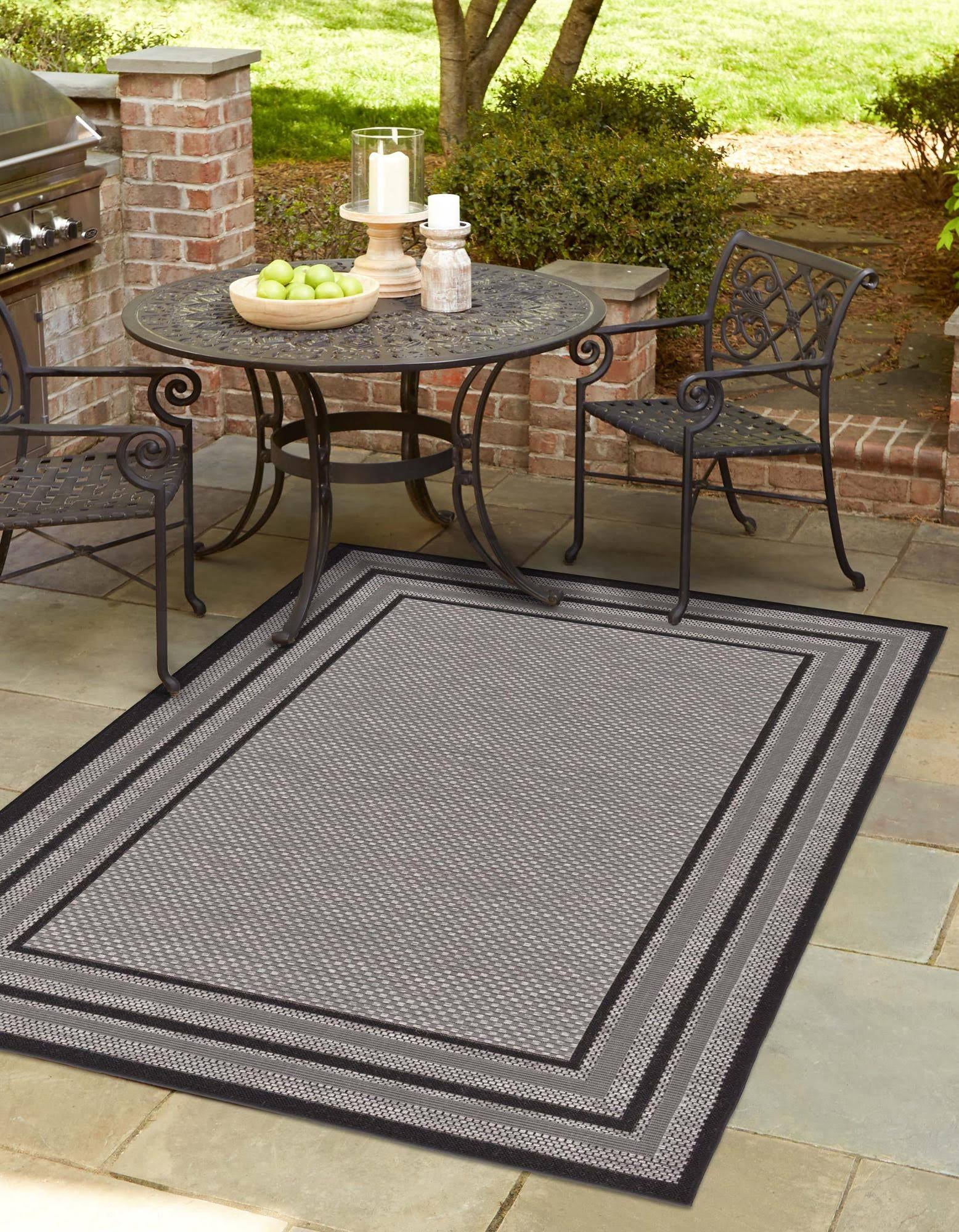 Unique Loom Multi Border Outdoor Area Rug - 8' x 11' 4 (Gray)