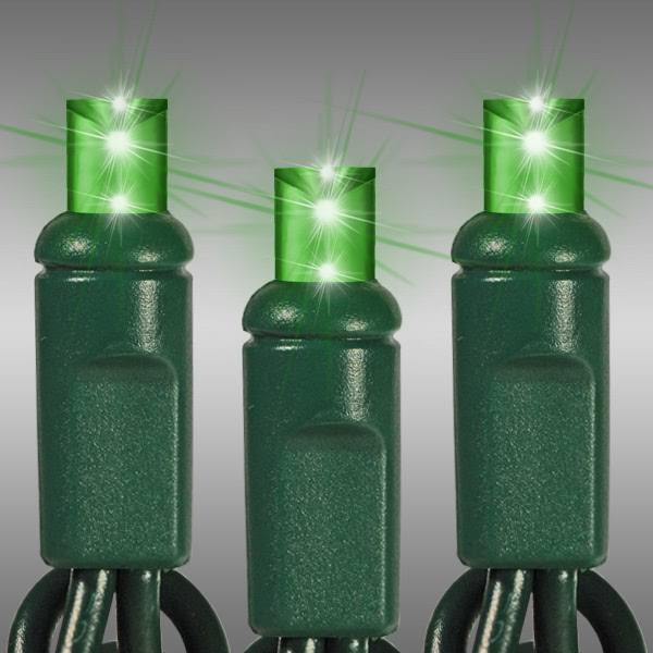 24 ft. Stringer - (70) Wide Angle LEDs - 4 in. Spacing - Green - Omni-Directional - Commercial Duty - Green Wire - 40 Set Connec