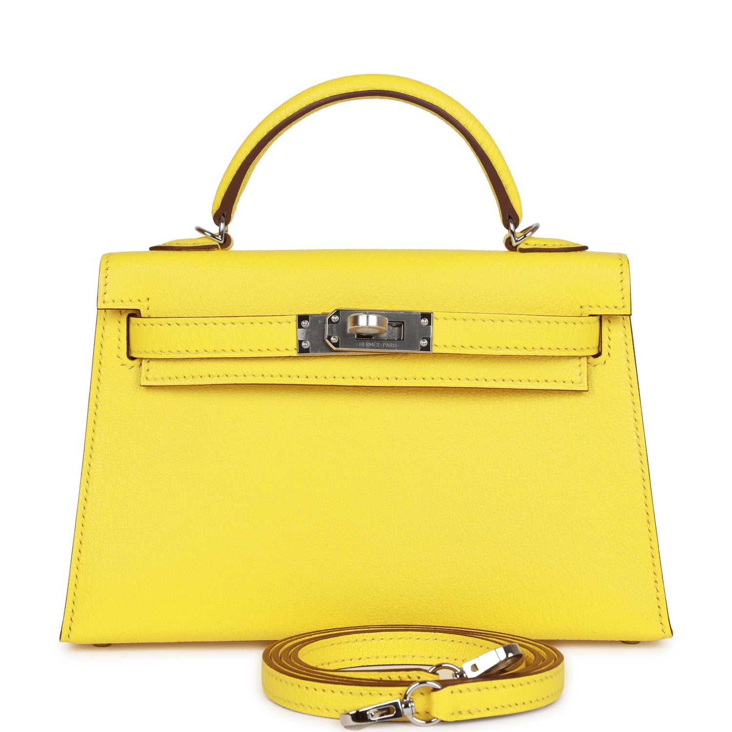 Hermes Kelly Sellier 20 Jaune Citron Chvre Palladium Hardware