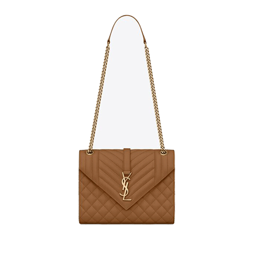 Saint Laurent small Monogram matelassé envelope crossbody bag-Brown